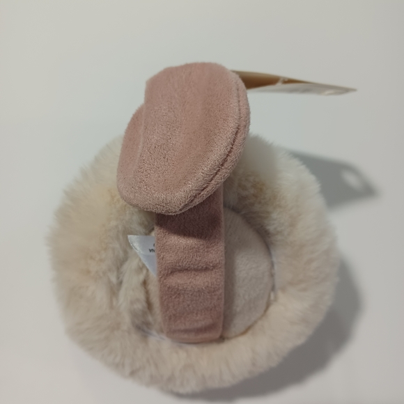 Faux Fur Packable Earmuffs - Pink and White - Picture 2 of 2
